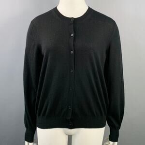 THE ROW Size L Black Cashmere Knit Button Up Cardigan